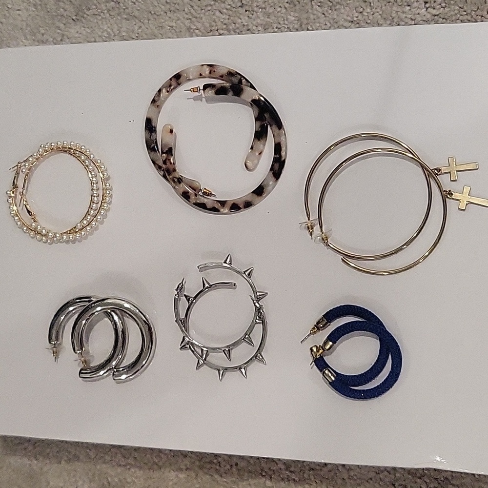 6 Pair Various Style Hoop Earringsβ